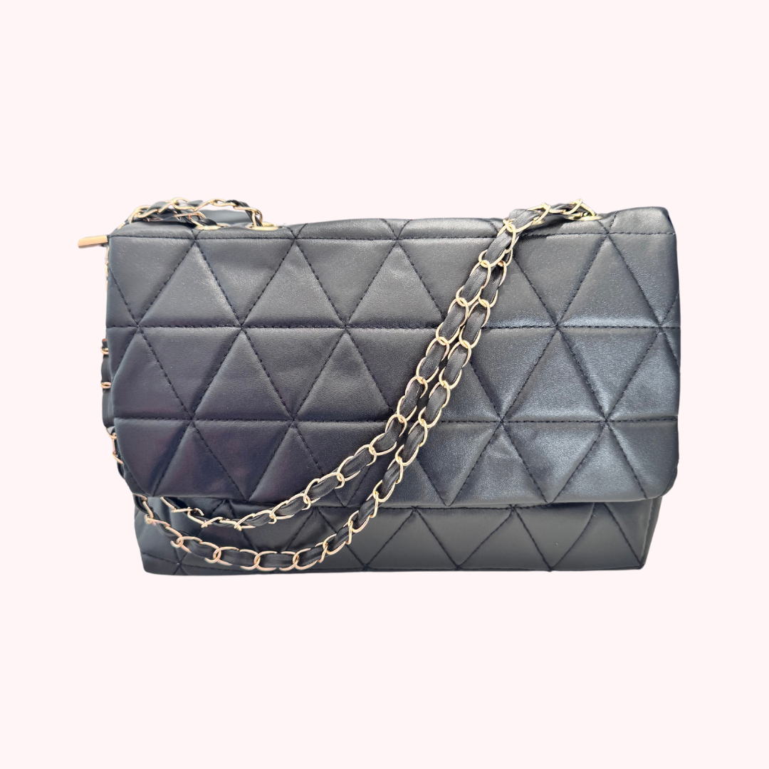 Embroidered Plaid Chain Crossbody Bag