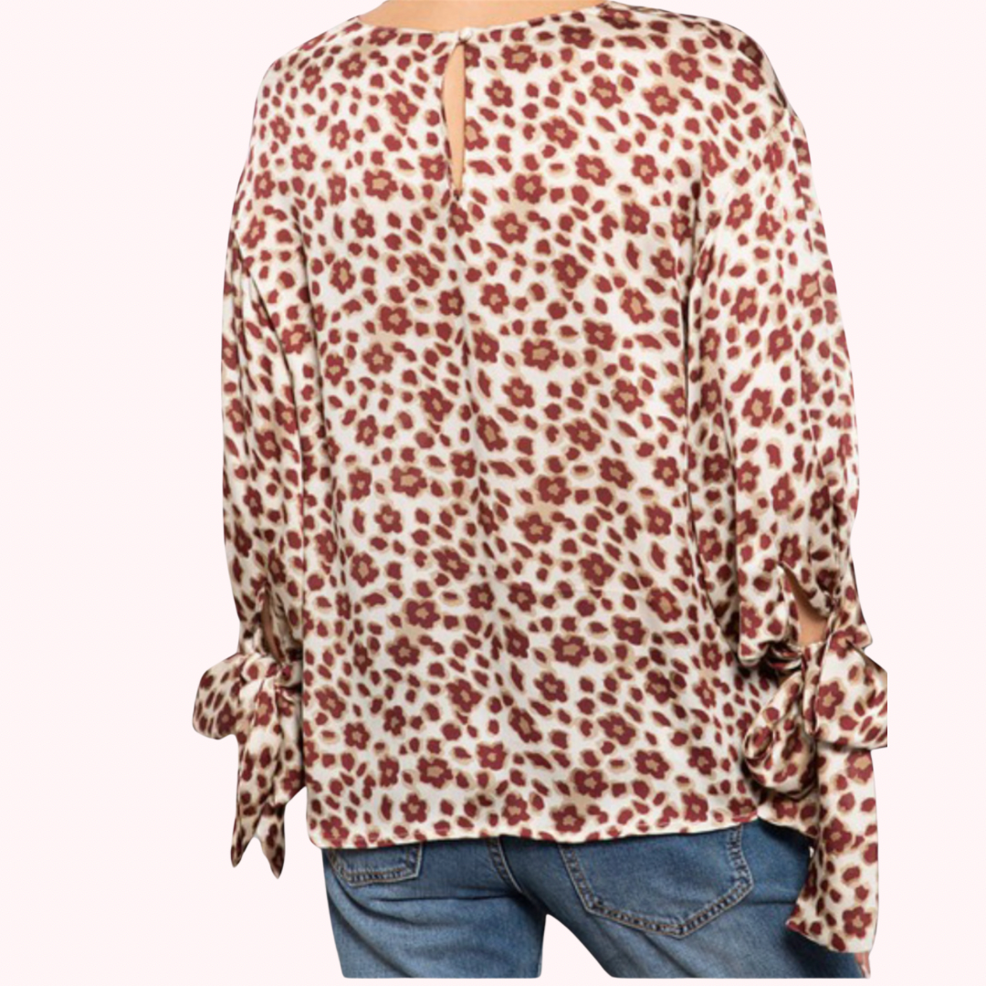 Long Sleeve Blouse Leopard Print