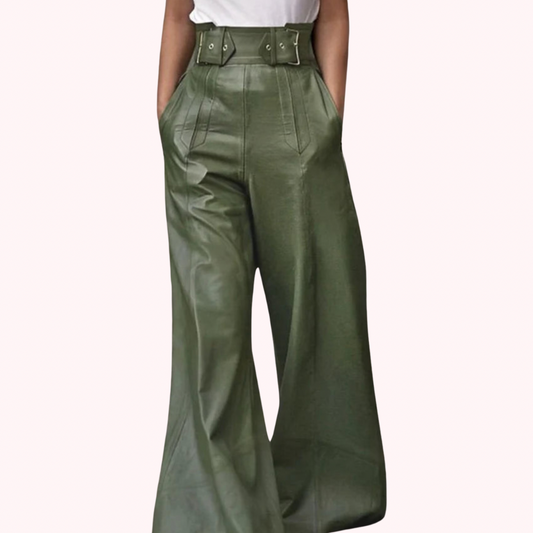 High Waisted Loose Pleated Pockets Pant