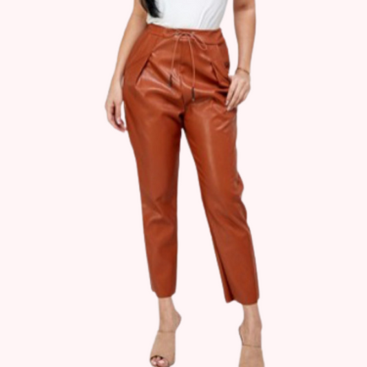 Faux Leather Wide Crop Pant