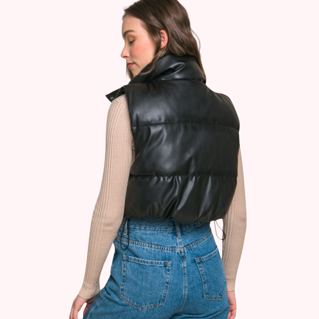 Crop Faux Leather Vest