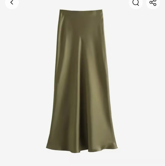 Satin High Waist Slim Long Skirt