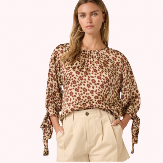 Long Sleeve Blouse Leopard Print