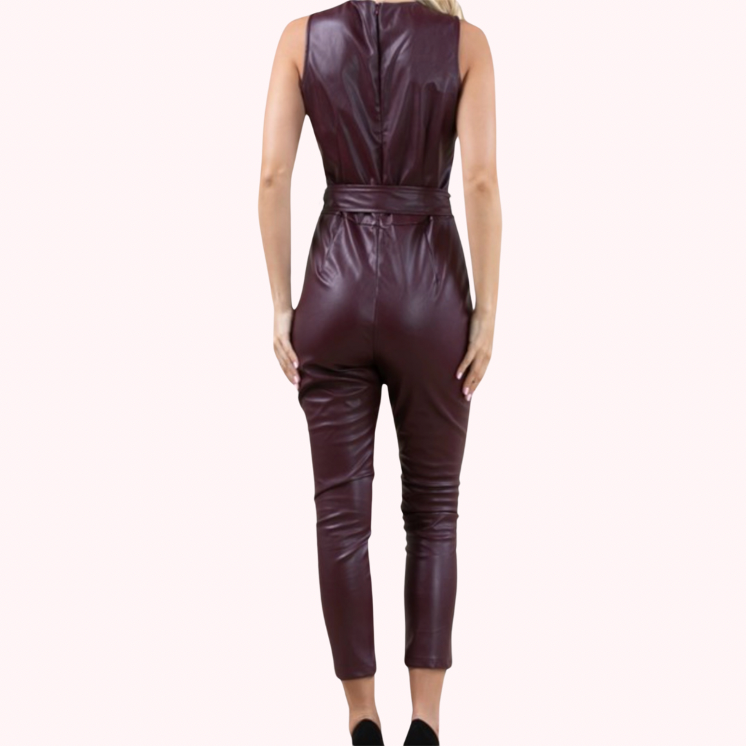 Faux Leather Jumpsuit