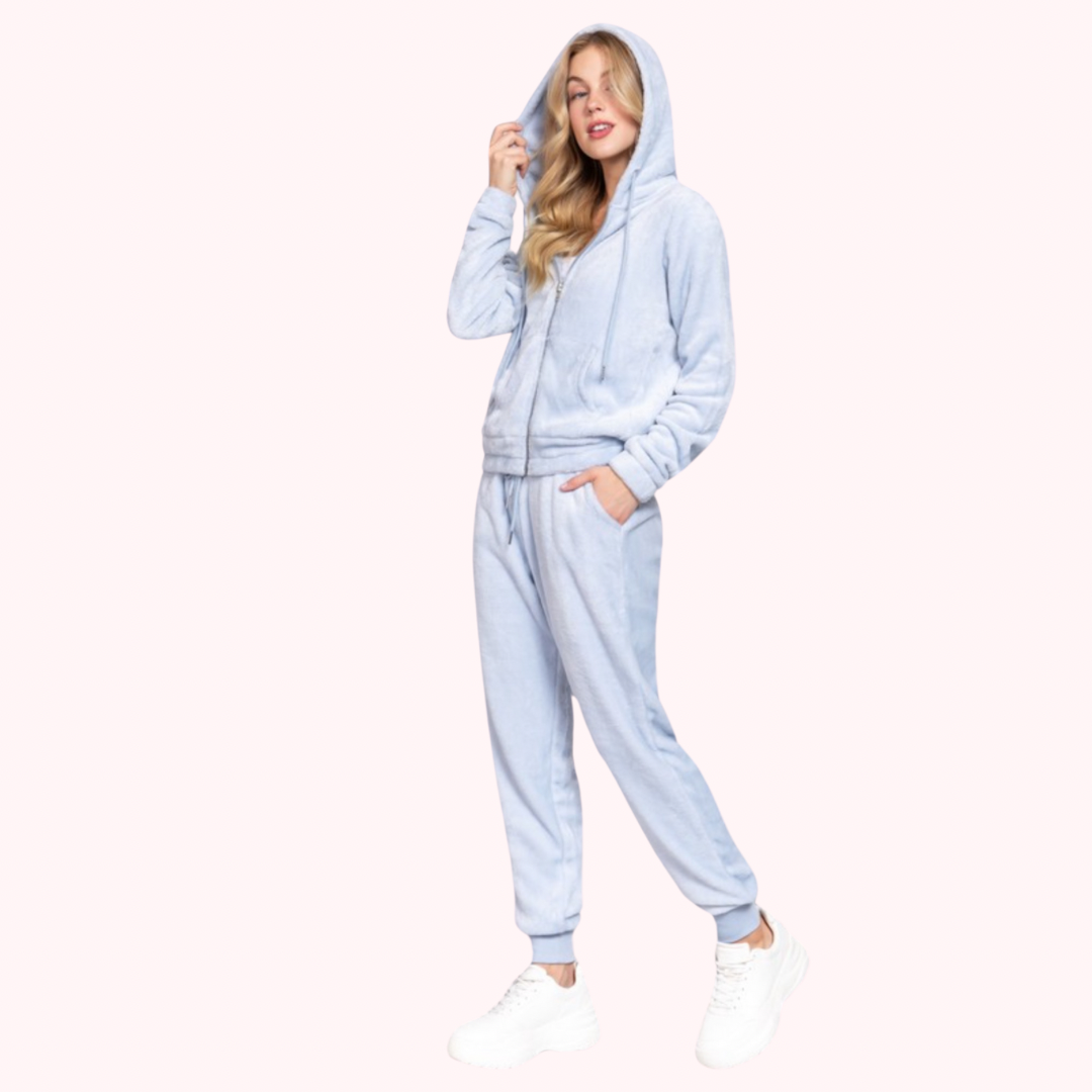 Faux Fur Hoodie and Jogger Sets