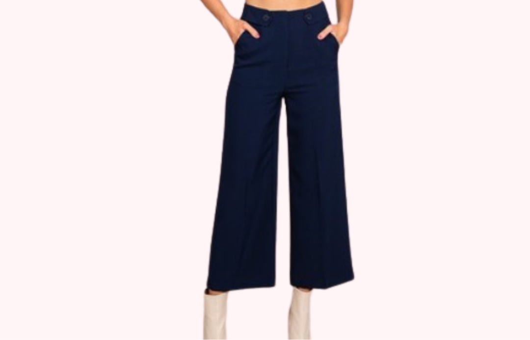 Double Button Wide Leg Pant