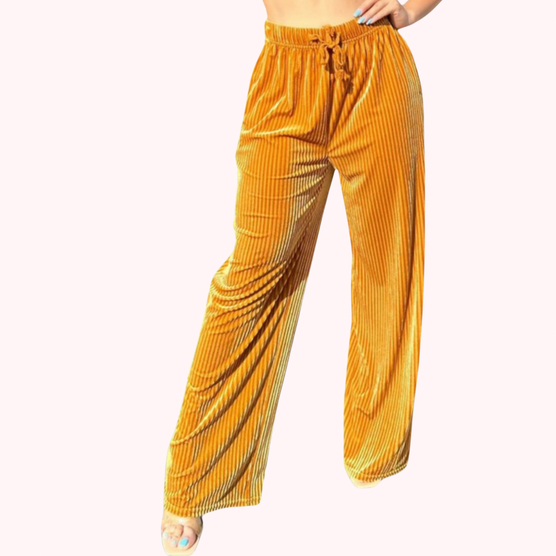 Velvet Ribbed Wide Leg Pant