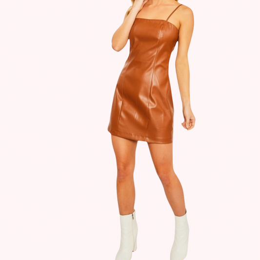 Faux Leather Strap Dress