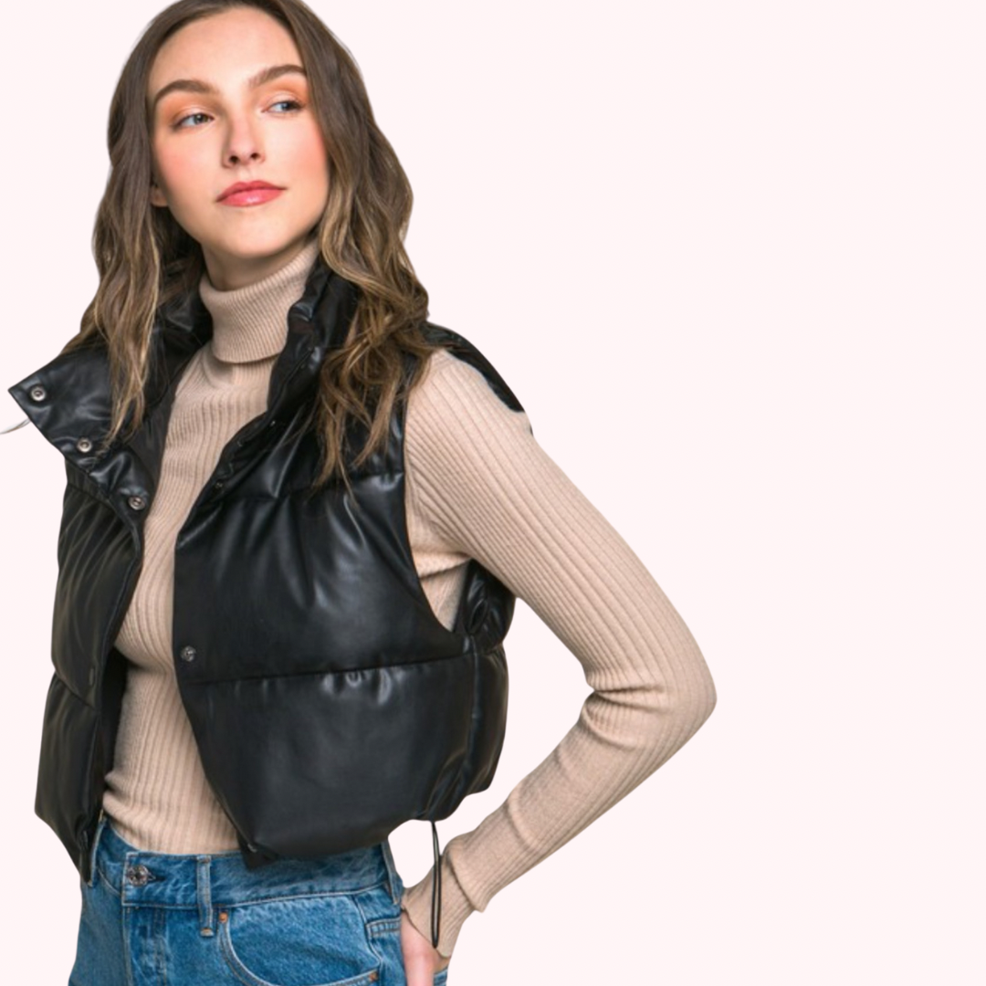 Crop Faux Leather Vest