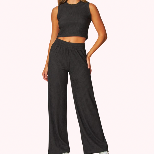 Crop Top and Wide Leg Pant Set