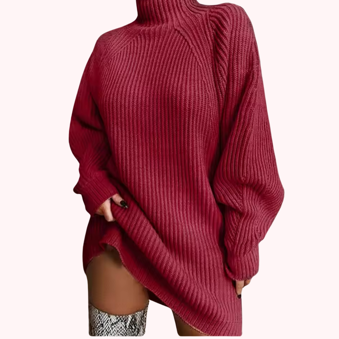 High Neck Knitted Sweater Dress