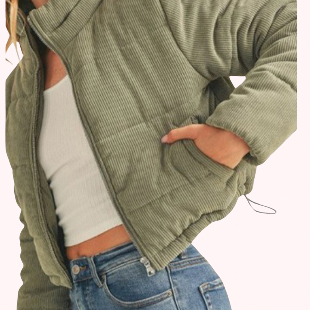 Crop Corduroy Puffer Jacket