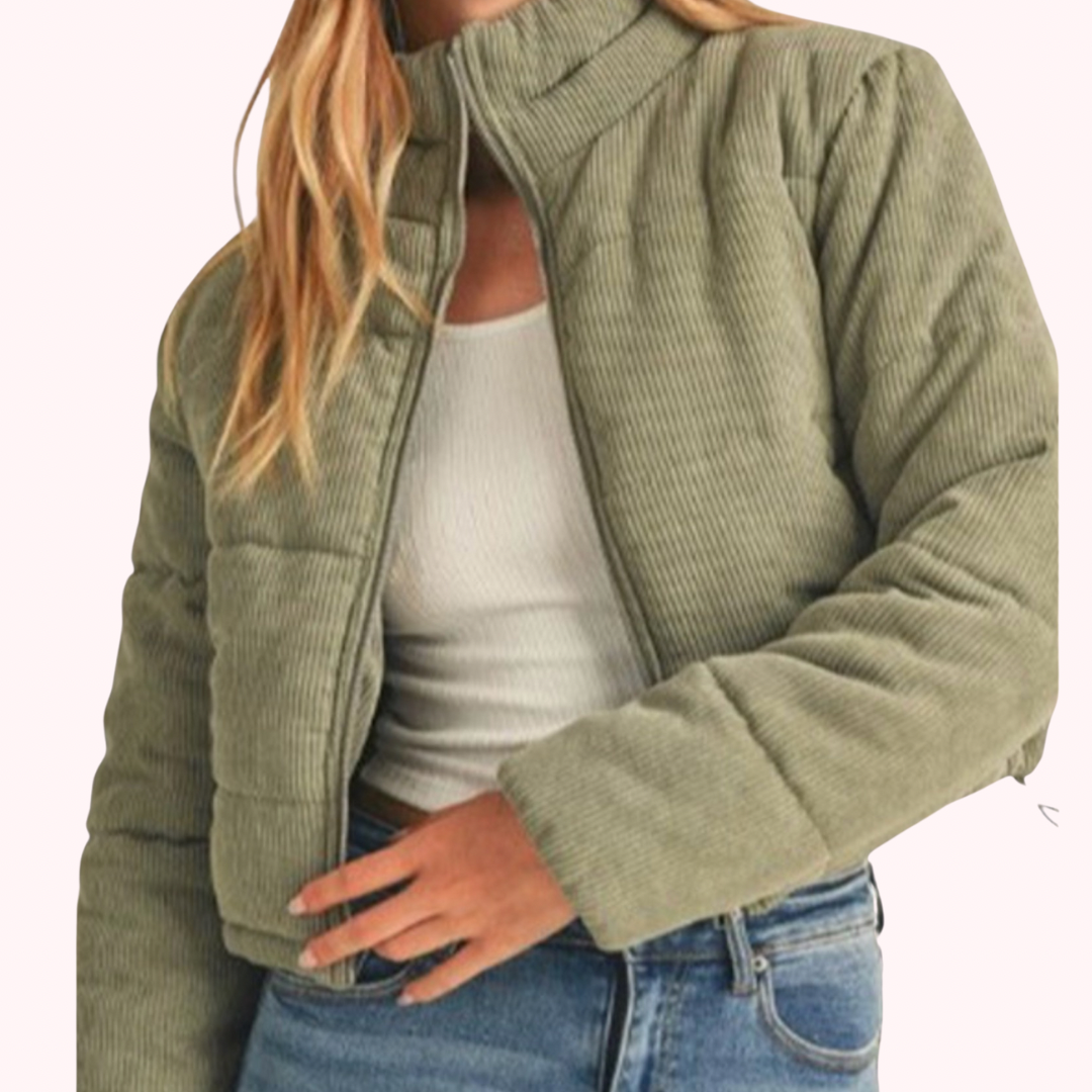 Crop Corduroy Puffer Jacket