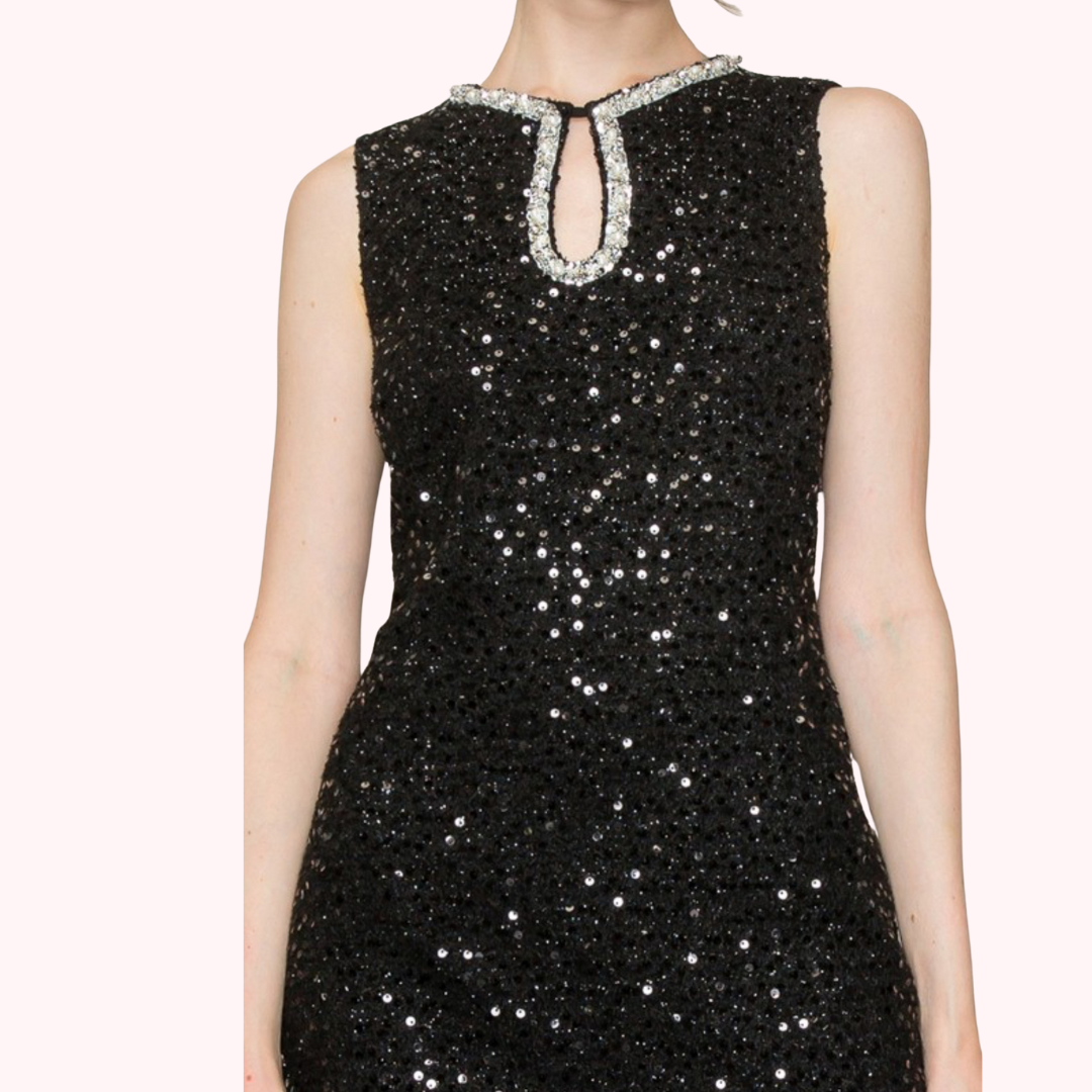 Sequin Bead Sleeveless Mini Dress