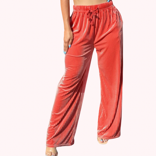 Velvet Ribbed Wide Leg Pant