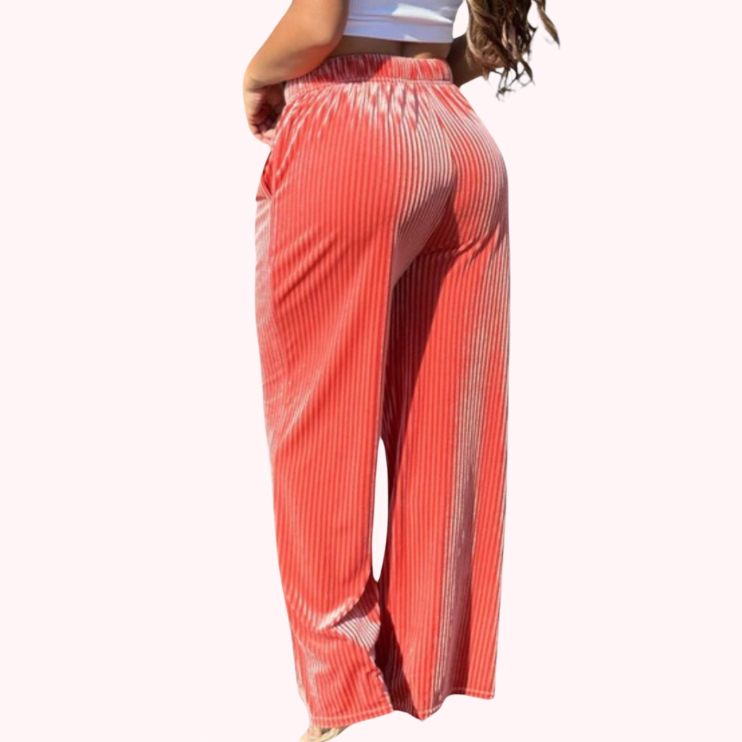 Velvet Ribbed Wide Leg Pant