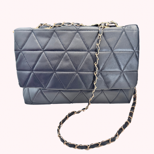 Embroidered Plaid Chain Crossbody Bag